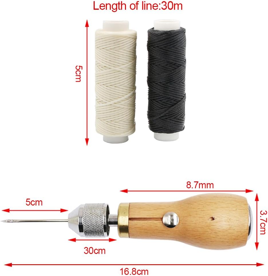 Sewing Awl Hand Stitcher Repair Tool Kit for Leather and Heavy Fabrics