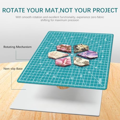 12"x12" Rotating Self Healing Cutting Mat, Fabric Cutting Mat with