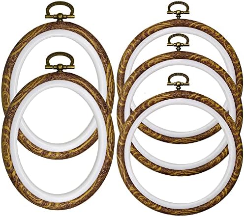 3 Pack 8" Round Embroidery Hoops Plus 2 Pack 9'' Oval Cross Stitch