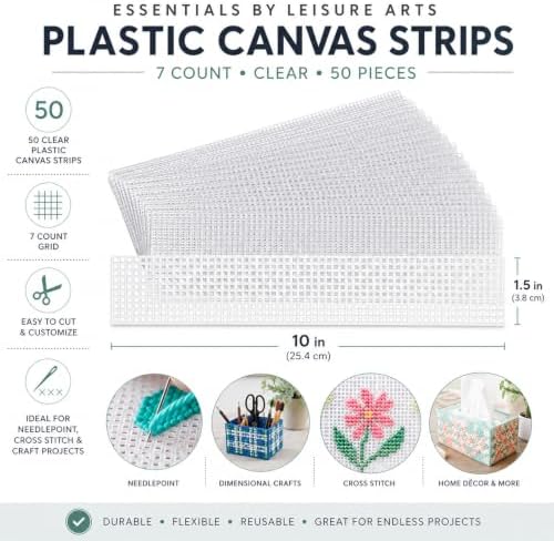 Essential by Leisure Plastic Canvas #7 Mesh Strips, 1.5"X10", Clear