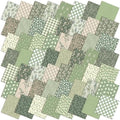 Hahafelt 80 Pcs 10''x10'' Sage Green Floral Quilting Fabric Square