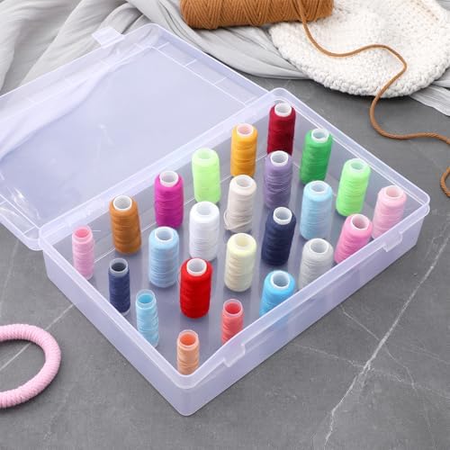 2-Pack Clear Thread Holder Organizer Boxes, Stackable Sewing Storage