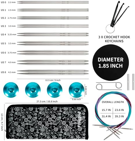 Froggod 5-Inch(12.8cm) Lace Interchangeable Circular Knitting Needles