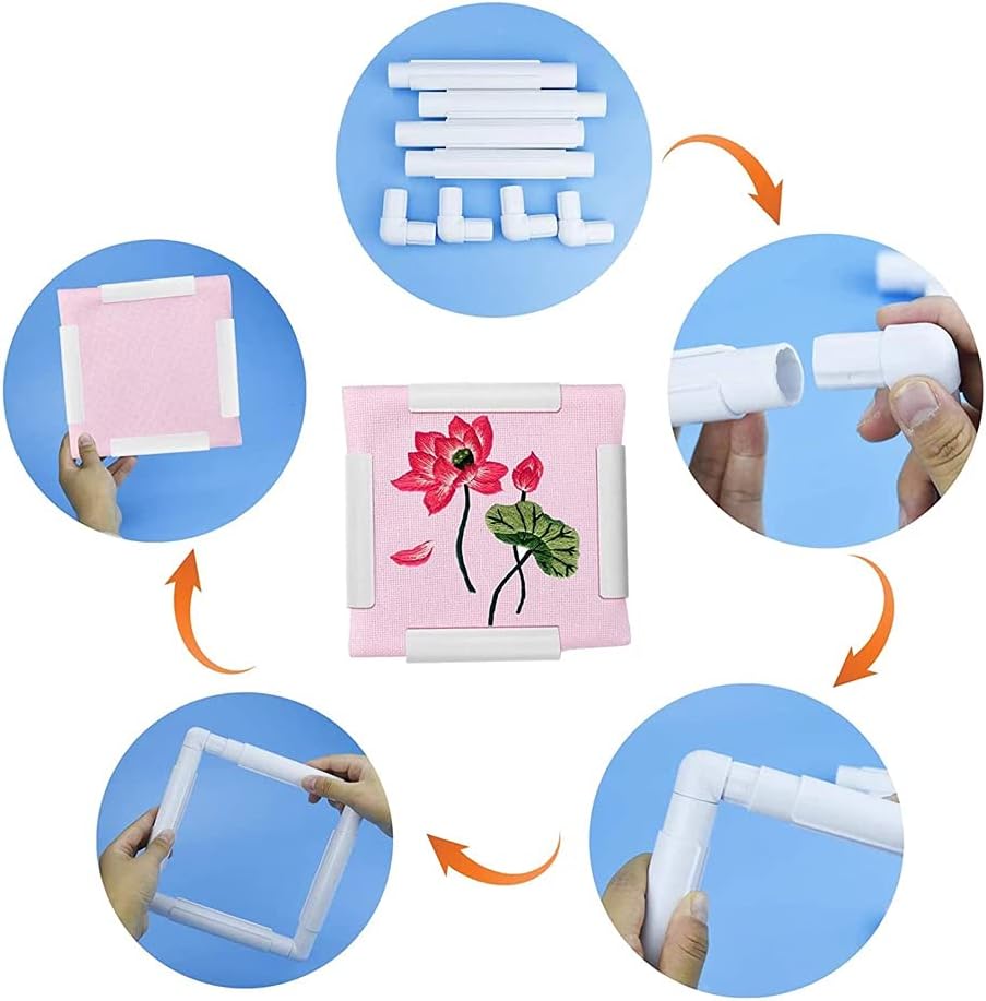 Small Square Embroidery Hoop, 6inch Plastic Cross Stitch Frame Clip