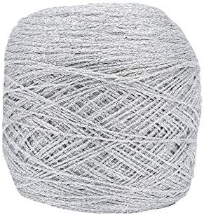 Silver Glitter Lurex Yarn,DIY Decor Shine Sparkle Yarn,90g