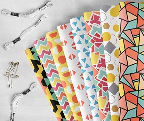 Soimoi 8 Pc Fat Quarter Bundle, Geometric Abstarct Collection Print