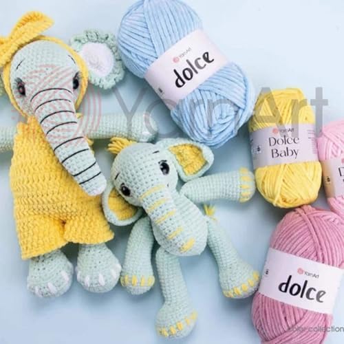 YarnArt Dolce Chenille Yarn – Soft Velvet Yarn for Amigurumi, Plush