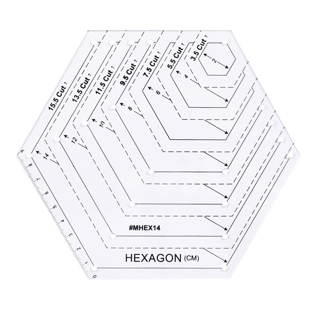 1 Pcs Transparent Quilting Templates Ruler Hexagon Shape Templates