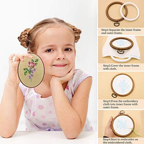 5PCS 8'' Round Embroidery Hoops 20CM Imitated Wood Cross Stitch Hoop