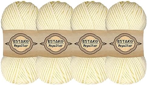 Estako Megastar, 75% Acrylic 25% Wool Yarn, Chunky Bulky 5, Cream