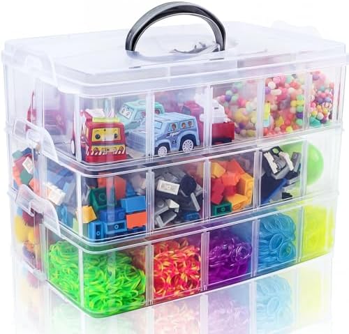 Bead Organizer 3 Tier 30 grid Stackable Craft Tackle Storage Container