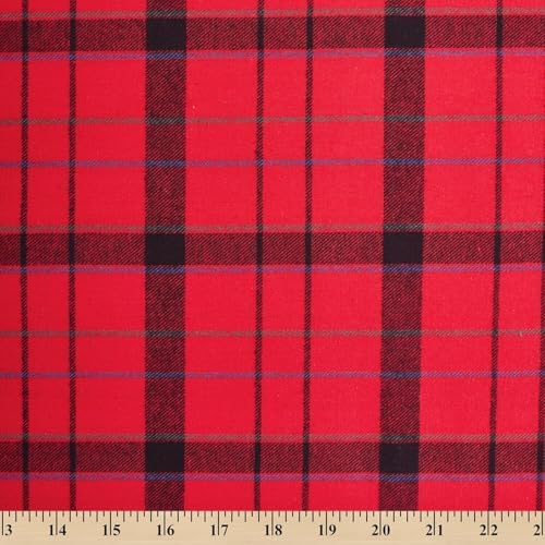 Flannel Brushed Tartan Plaid Fabric Geometric Hypoallergenic Cotton