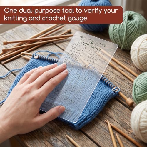 WLLHYF Quick Gauge Ruler for Knitting and Crochet