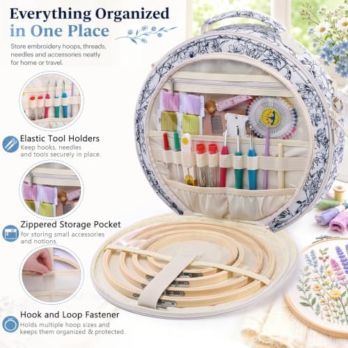 MYBAGZING Embroidery Bag, Hoop Storage Organizer up to 11" for Cross