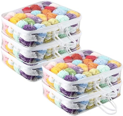 5 Pack Clear Yarn Storage Bags, 12x16x4 Inches Yarn Storage Organizer