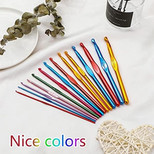 BCMRUN Aluminum Crochet Hook Set, 14 Pieces, 2-10mm