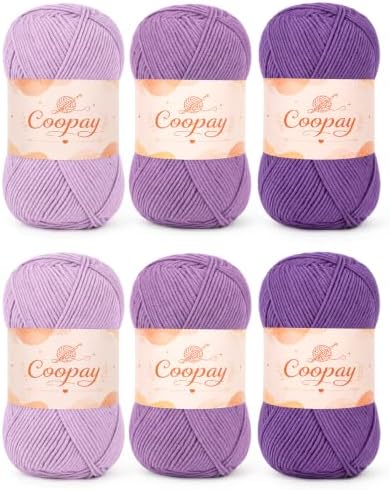 Coopay Cotton Yarn for Crocheting, 6 Pack Gradient Color Yarn Set