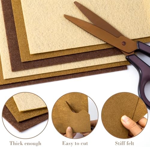 15pcs 1mm Thick Felt Sheets, 3 Colors Nonwoven Felt Fabric Sheets