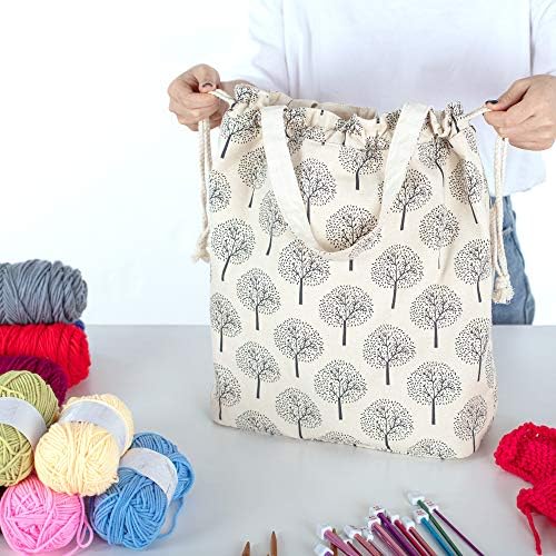 Teamoy Knitting Bag Tote, Yarn Storage Crochet Bag Organizer, Tree