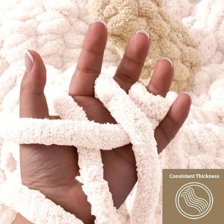 Chunky Chenille Yarn for Knitting & Crocheting - 8 Pack