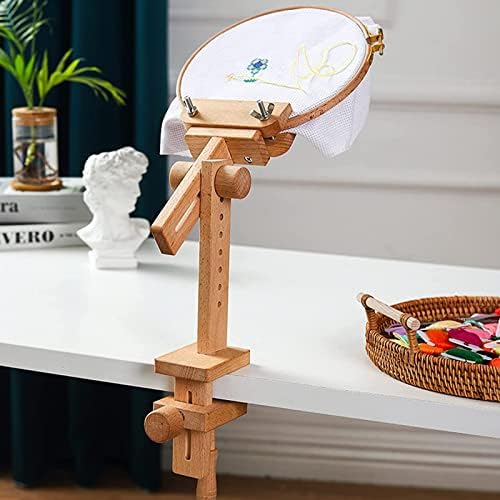 Embroidery Hoop Stand, Wooden 360° Rotatable Adjustable Embroidery
