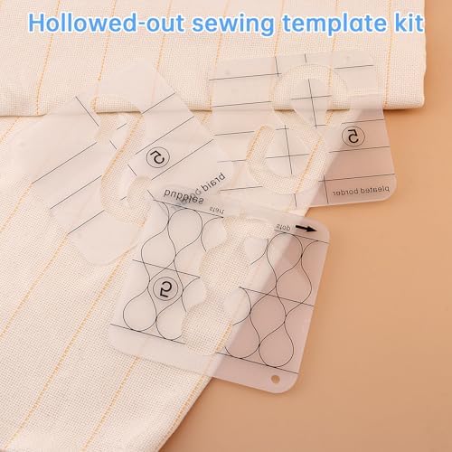 12 Pcs Acrylic Free Motion Quilting Rulers Templates with 2 pcs High