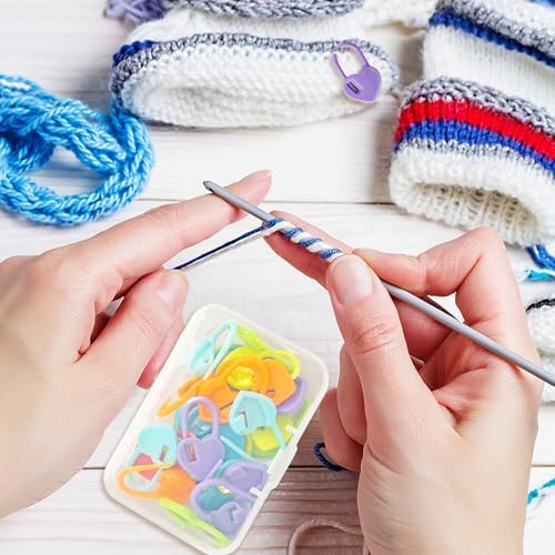 500PCS Plastic Crochet Stitch Markers, Heart Shape Locking Needle