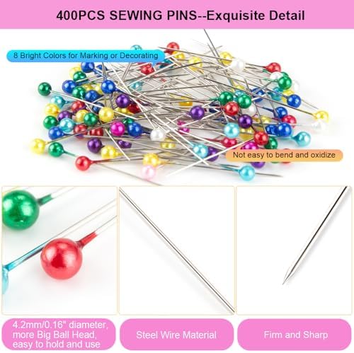 50Pcs Sewing Clips & 400PCS Sewing Pins with Box, Assorted Colors