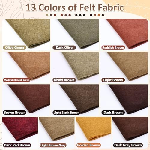 XSEINO 13 Rolls 8"x35" 1.4mm Thick Soft Felt Fabric Sheet 13 Assorted