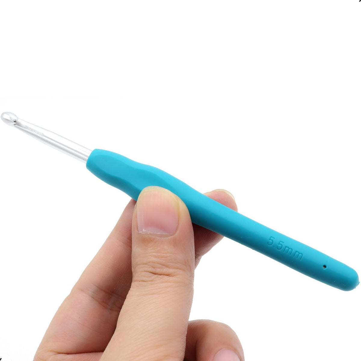 6Pcs 5.5mm Aluminum Soft Grip Rubber Ergonomic Handle Crochet Hook