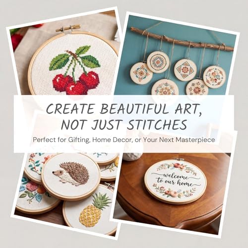 4Pcs Round Embroidery Hoops, 3/4/5/6 inch Round Adjustable Cross