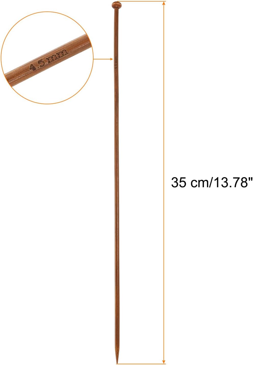 HARFINGTON 2Pcs 4.5mm Bamboo Knitting Needle Straight Single Pointed
