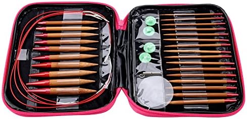 Fdit Interchangeable Carbonized Bamboo Knitting Needles, Aluminum