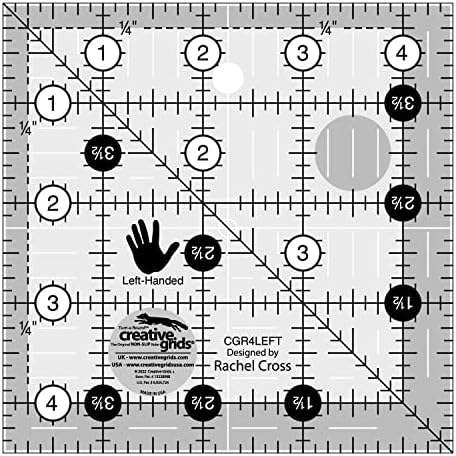 Creative Grids Quilt Ruler 4-1/2in x 4-1/2in Square – CGR4LEFT – Made