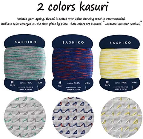 DARUMA Sashiko Thread 100% Cotton Card Type (43.7 yd) x 8 Colors with