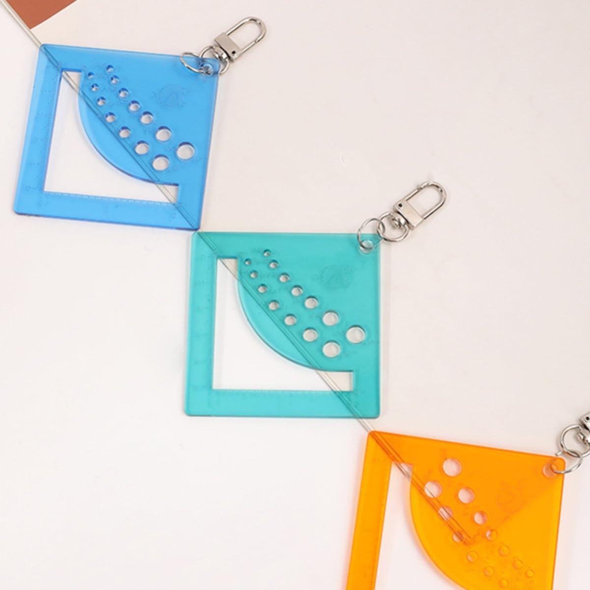 3pcs Acrylic Knit Needle Gauge Ruler Keychain for Knitters Crocheters