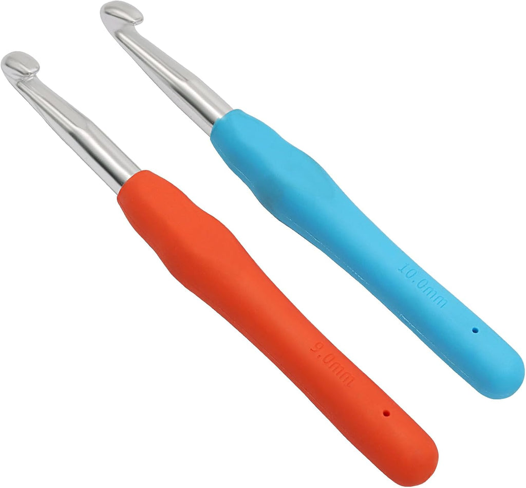 Hordion 2Pack Crochet Hook 9.0mm 10.0mm, Crochet Needles with Soft