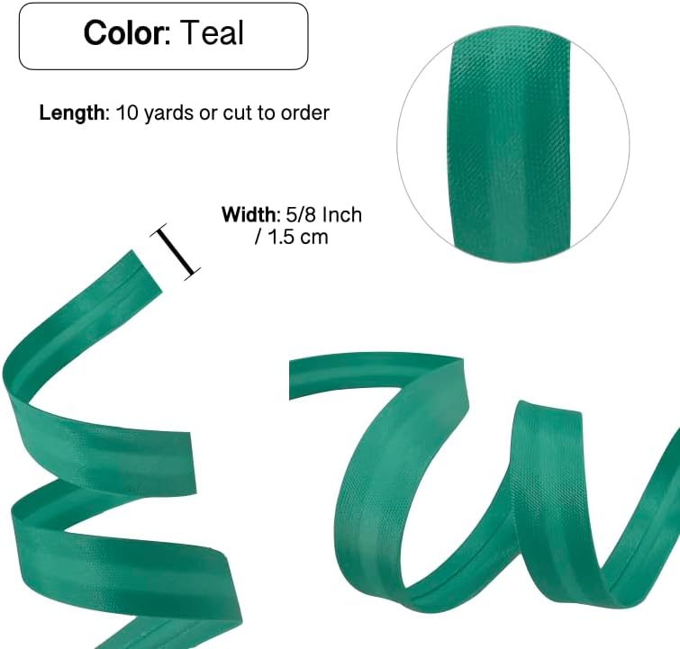 10 Yards Single Fold Satin Bias Tape 5/8 Inch Wide Polyester Satin