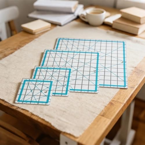 Quilting Rulers Set: 6 Pcs, Acrylic, 11.4 X 10.2 in, Anti-Slip, with