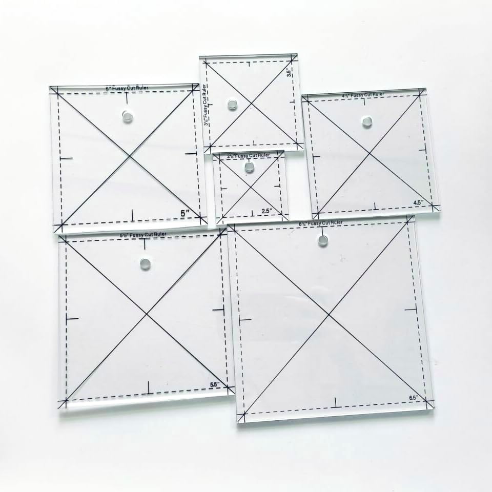 6Pcs Acrylic Fussy Cut Ruler Set