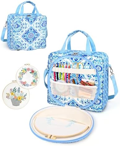 Telawsfun Embroidery Project Bag Organizer, Removable Binder