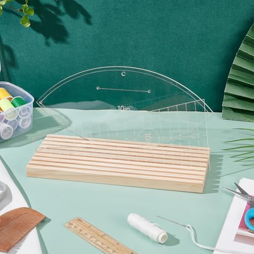 PH PandaHall 8 Slots Wooden Ruler Organizer Storage Rack Stand