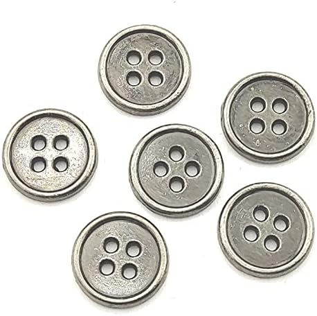 50pcs Antique Silver Metal Buttons Vintage Style Round Buttons Bulk