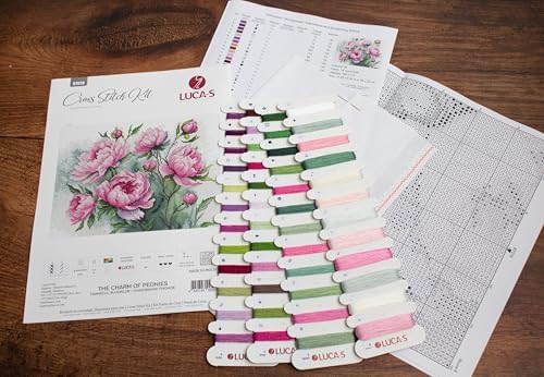 Luca-S Cross Stitch Kit The Charm of Peonies, Counted Cross Stitch Kit