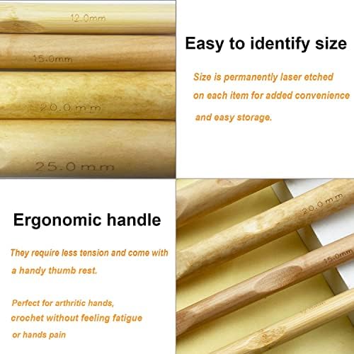 Mdoker Wooden Huge Crochet Hook Set Size