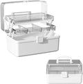 Large 3-Layer Craft Storage Box with Handle, White
