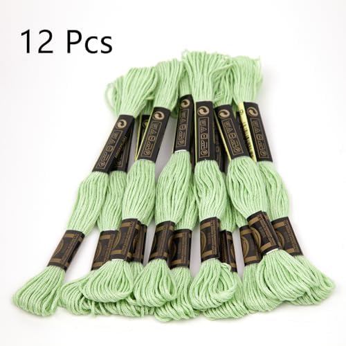 12 Skeins Embroidery Cotton Floss of 8.75yds for DIY Embroidery, Beige