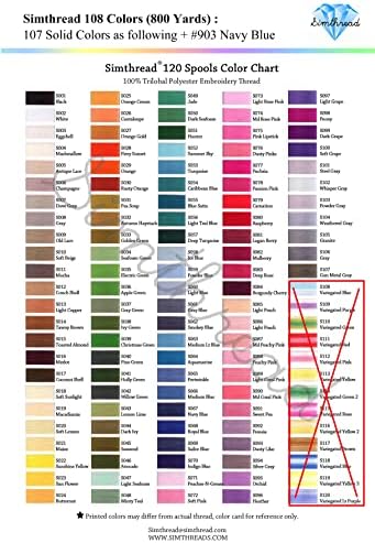 Simthread Embroidery Thread 800 Yards Snap Spools 108 Madeira Colors