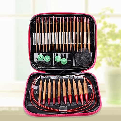 Fdit Interchangeable Carbonized Bamboo Knitting Needles, Aluminum