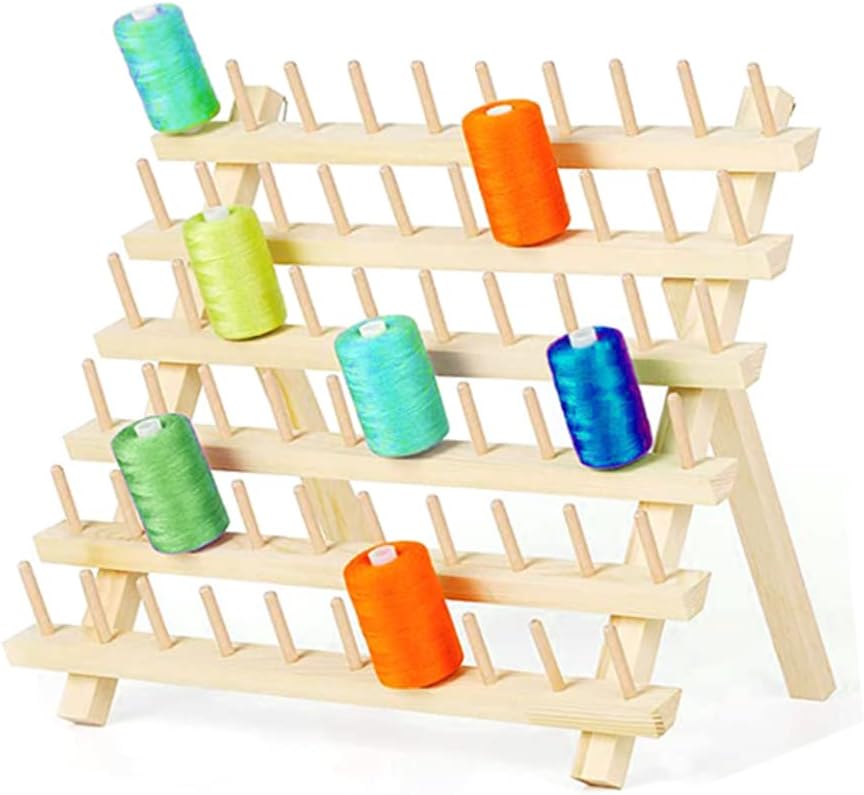 Thread Rack 60-Spool Wooden Organizer for Sewing and Embroidery